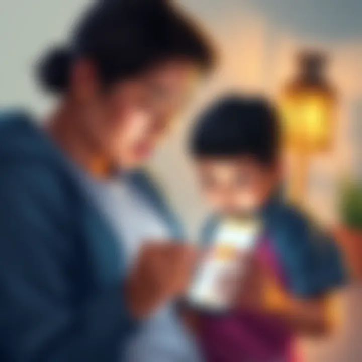 A worried parent holding a child, looking at a notice of eviction, with a smartphone showing Dogecoin logo.