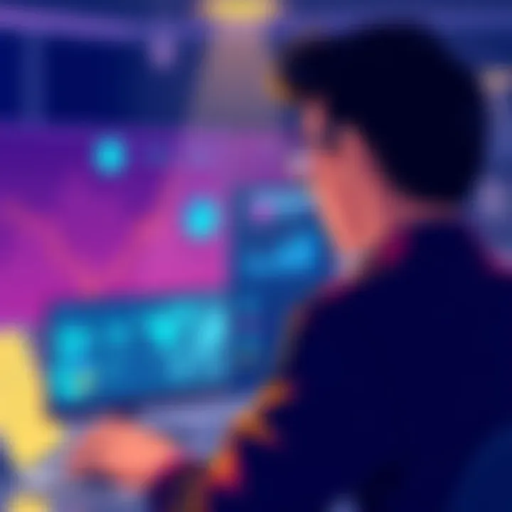 Earning Passive Income from Liquidity Pools Illustration of a person looking at charts and graphs related to liquidity pools and passive income in cryptocurrency