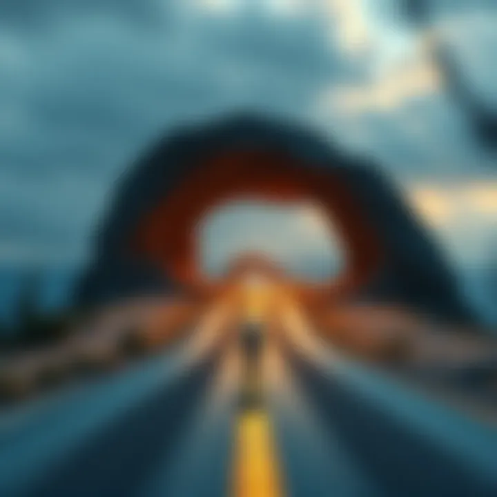 A person standing at the beginning of a winding road, contemplating whether to move forward or turn back, symbolizing the decision to continue the journey towards a goal.