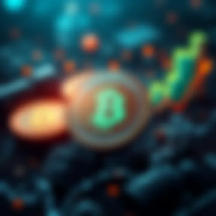A graphic representing the $PATOS Flock meme coin with cryptocurrency symbols and charts showing growth