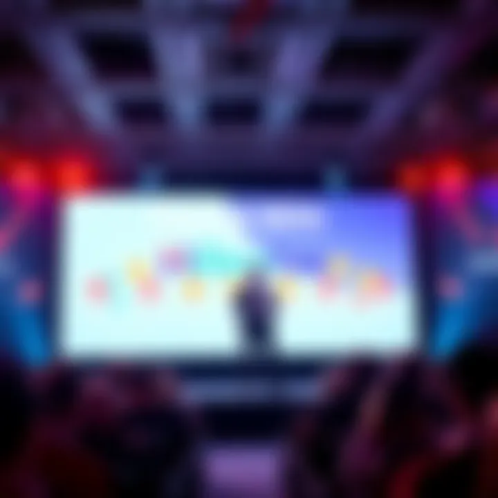 Patrick Witt stands on stage addressing the audience at HederaCon 2026, with a backdrop highlighting the event's branding.