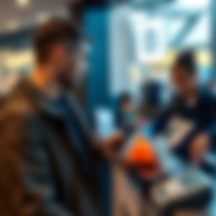 A customer scanning a QR code on a Square terminal to pay with Bitcoin without informing the clerk