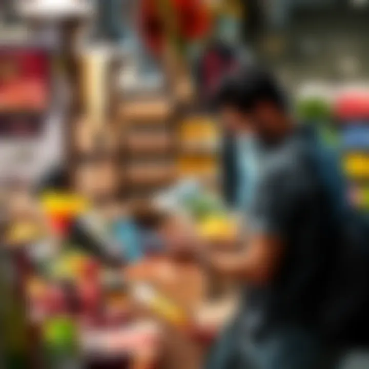 A customer pays for groceries at a small local business using USDCx on a mobile device
