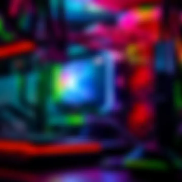 PC Build for 1440p Gaming A close-up view of a gaming PC setup featuring ASRock Radeon RX 9070 XT graphics card and AMD Ryzen 7 7800X3D CPU, with RGB lighting and gaming peripherals.