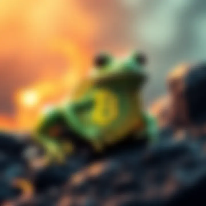 Graphic featuring the Peace Frog token with a green frog and Bitcoin logo, indicating its listing on BitMart