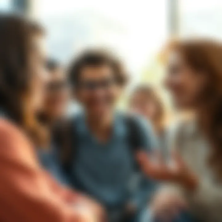 A group of friends sharing their feelings during a casual conversation, showing smiles and expressive gestures.