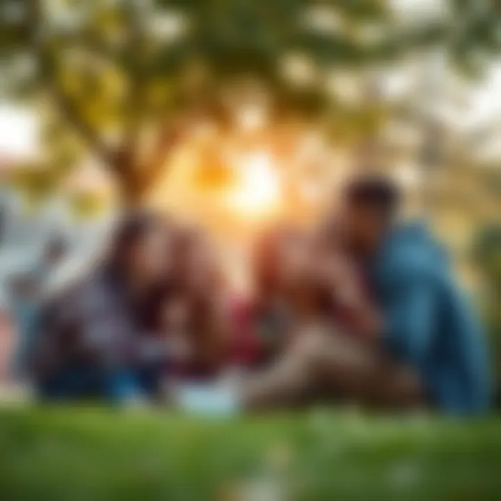 A group of friends sharing a moment together, laughing and enjoying each other's company in a park.