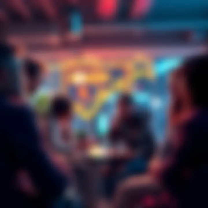 People discussing altcoins A group of people sharing their thoughts on altcoin investments in a casual setting.