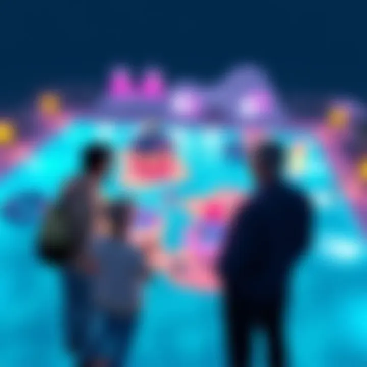 A group of people talking and looking at a map with water features, exploring options for OG pools in 2026.