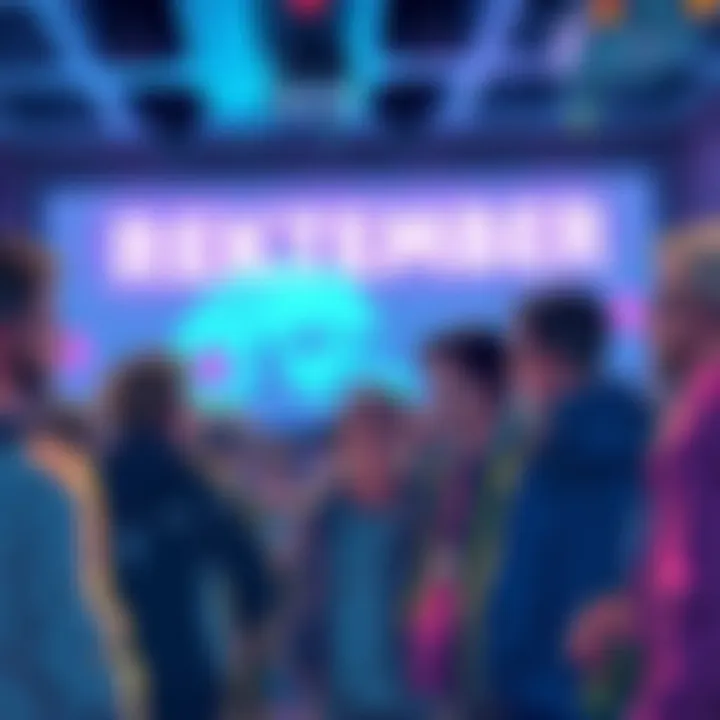 A group of people talking with mixed expressions, some excited and others skeptical about the Rektember event.