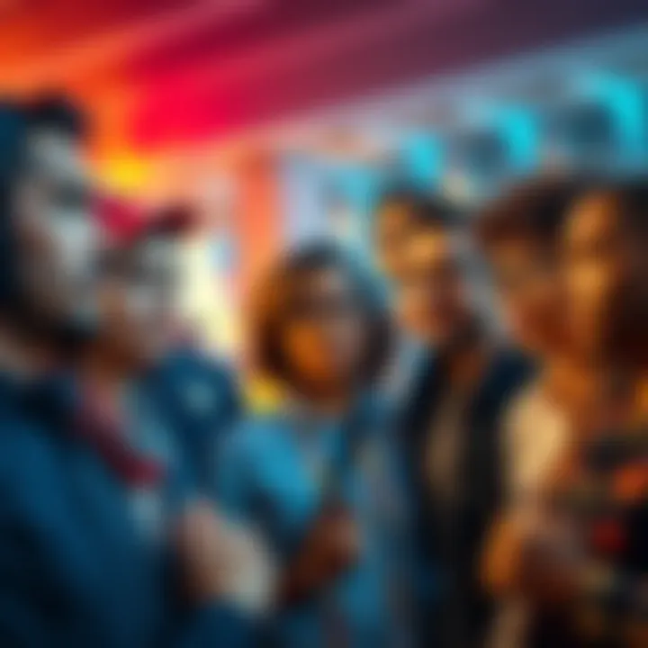 A group of diverse people engaged in a serious conversation about success and winning, with expressions of concern and curiosity.