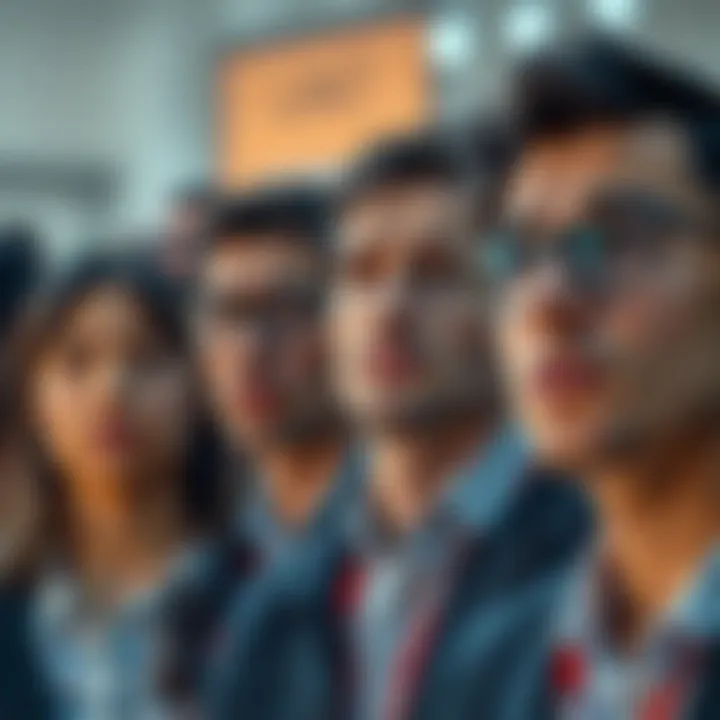 Group of individuals with worried expressions, showing their concern about the future despite having stable jobs.