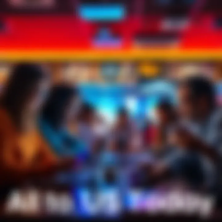 A diverse group of people engaging in conversation over laptops and smartphones, showcasing modern connectivity in today's society.