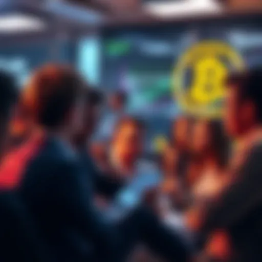A group of people engaged in a discussion about Bitcoin technology and its impact