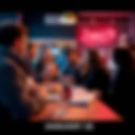 A group of people engaged in a lively discussion about donuts in a casual setting