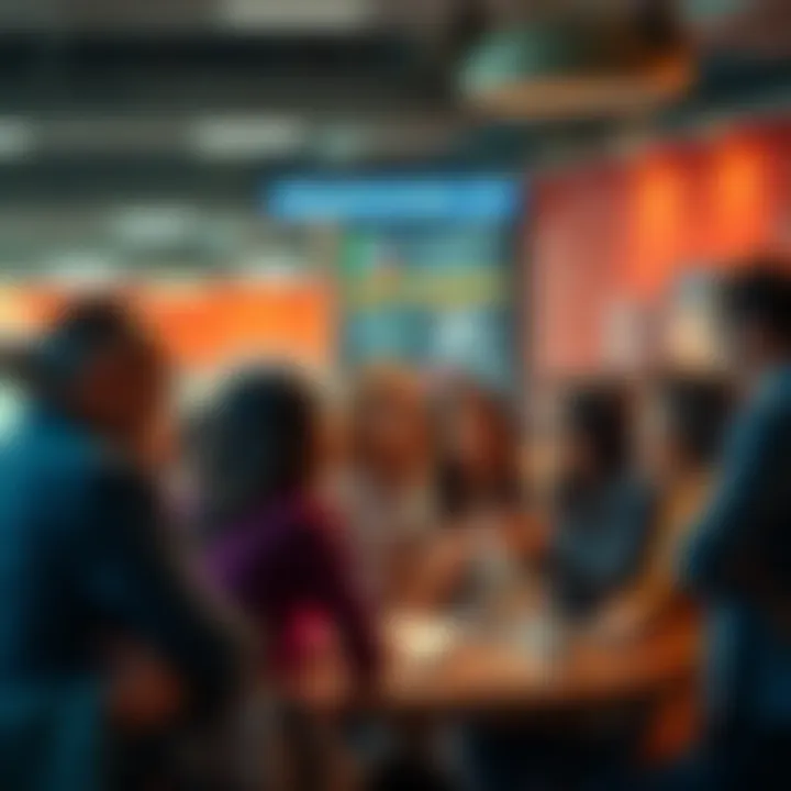 A group of diverse people engaged in a discussion, exchanging ideas and opinions on complex topics.