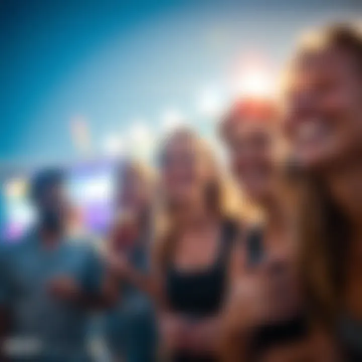 A group of happy people laughing and having fun at a free outdoor entertainment event