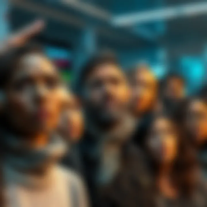 A group of diverse people looking confused and concerned about artificial intelligence advancements