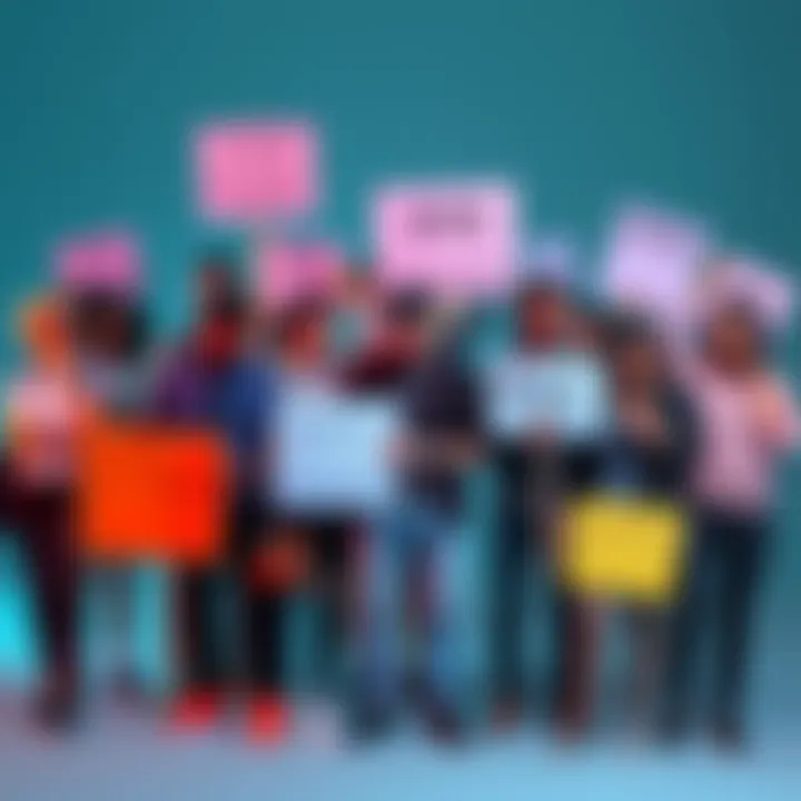 People Frustrated with KYC Wait Group of individuals expressing frustration about the long delay in KYC verification process, holding signs and discussing their experiences