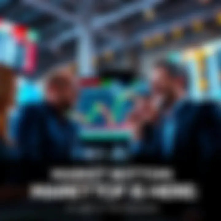 A group of people sharing a laugh while looking at stock charts on a screen, representing humor amidst market fear