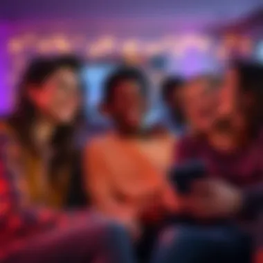 A group of friends sharing a laugh while watching a funny movie