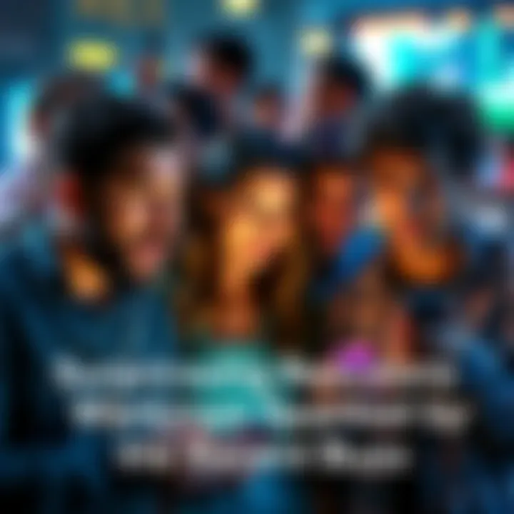 A group of people discussing and reacting to news on their phones, showing expressions of shock and excitement