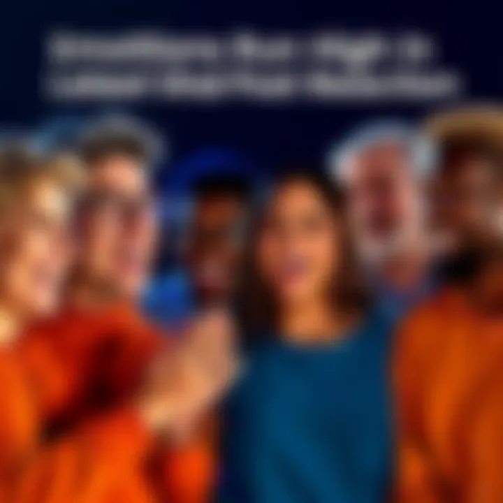 A group of people expressing a range of emotions, from laughter to empathy, as they discuss a viral social media post