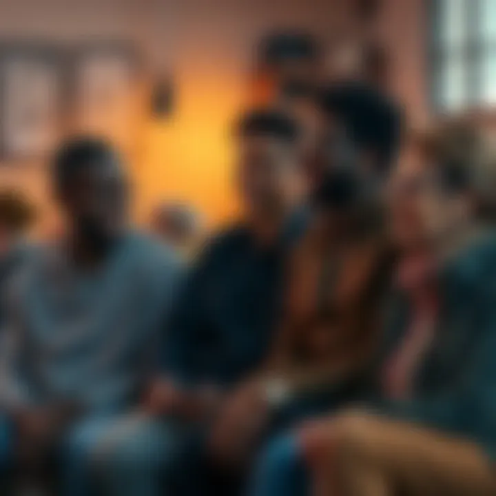 A group of diverse people sitting together, sharing their personal stories and experiences, creating a sense of community.