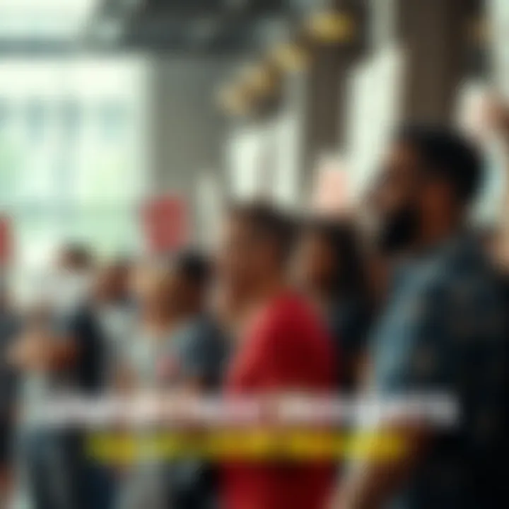 People Sharing Thoughts Loudly A diverse group of individuals passionately expressing their opinions in a public space, holding signs and speaking to a crowd.