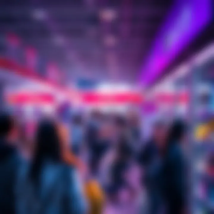 A bustling shopping scene showing people selecting popular purchases at a store