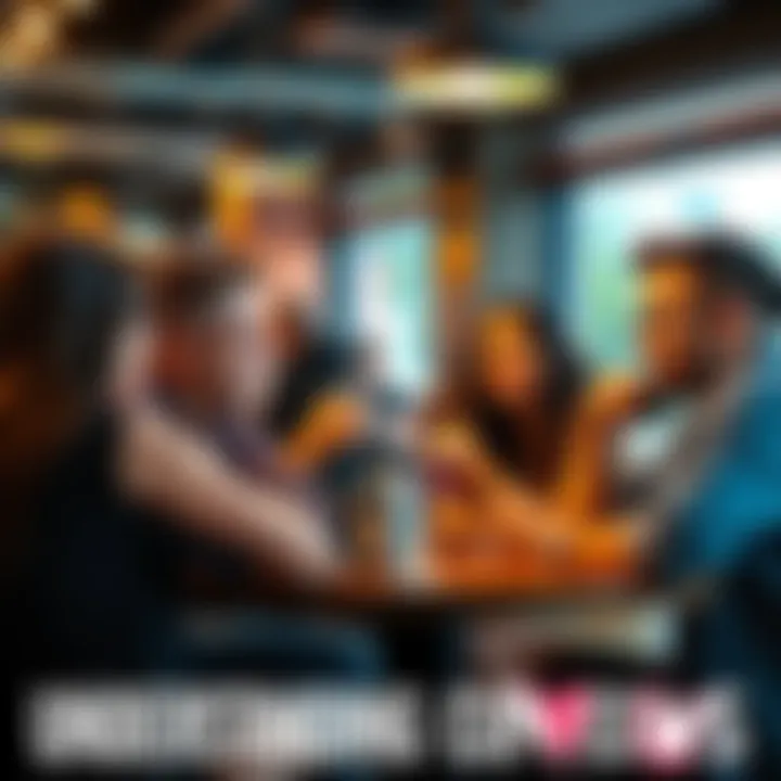 A group of friends discussing over coffee, showing varied expressions and gestures, emphasizing the importance of context in communication.