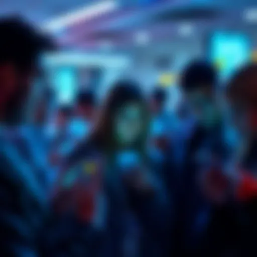 A group of people engaged with their smartphones, showing cryptocurrency apps on the screens, representing the ease of using crypto today.