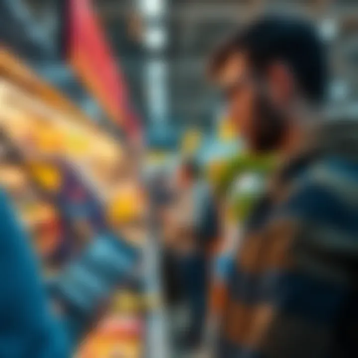 A person paying for groceries with USDC on their smartphone, showing a grocery store background