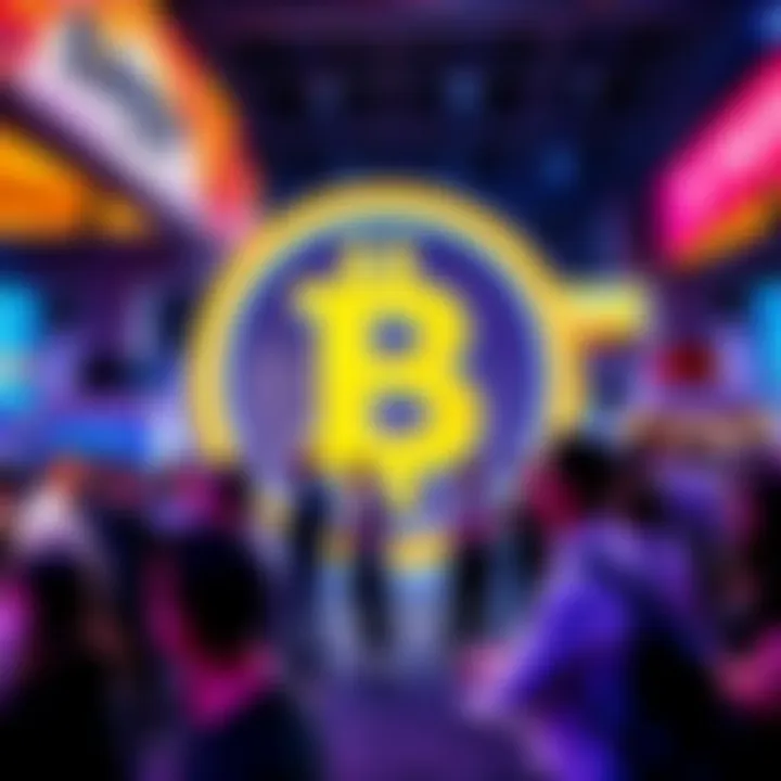 $PEP logo displayed prominently at the BTC and Litecoin Summits, surrounded by attendees engaging in discussions about cryptocurrency.