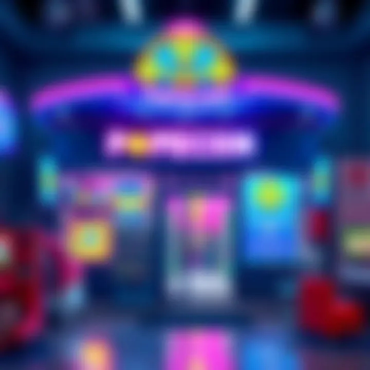 A vibrant digital storefront showcasing PepecoinHub with colorful gaming elements and community engagement activities