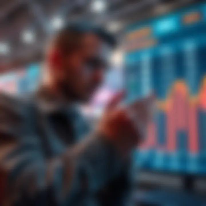 A person analyzing betting options related to US military strikes, with a graph showing high success rates in the background.