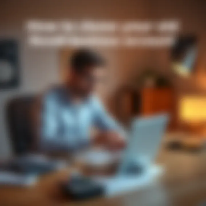 Person sitting at a desk with a laptop, looking frustrated while trying to close their old Revolut business account, paperwork and a calculator nearby