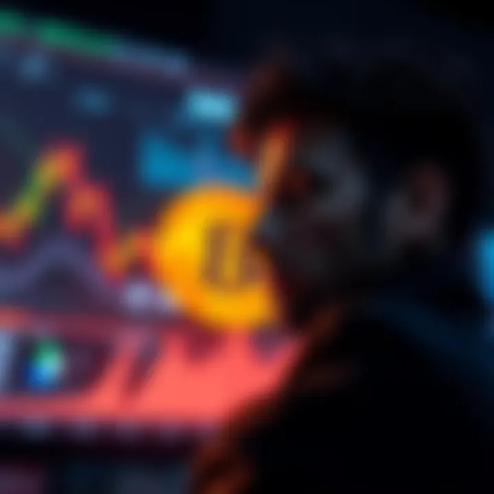 Person considering Bitcoin sale Individual looking at a Bitcoin chart while thinking about selling to pay off debts