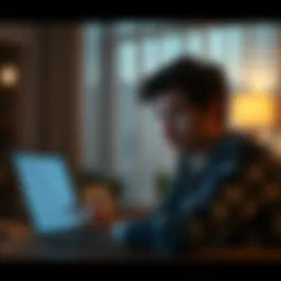 Individual looking unsure while viewing an online survey on a laptop, showing concern about sharing personal information