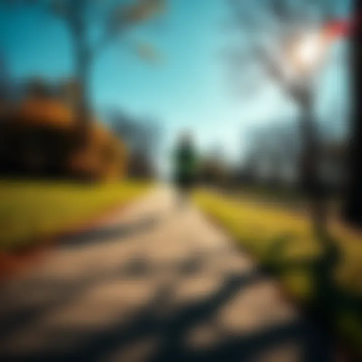 A person jogging on a path in a park during a sunny day, showcasing short bursts of physical activity for health benefits.