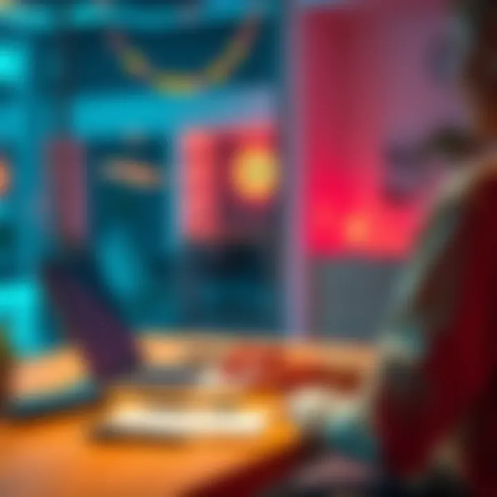 A person sitting at a desk using a laptop, focused on bank residency verification process with paperwork visible.