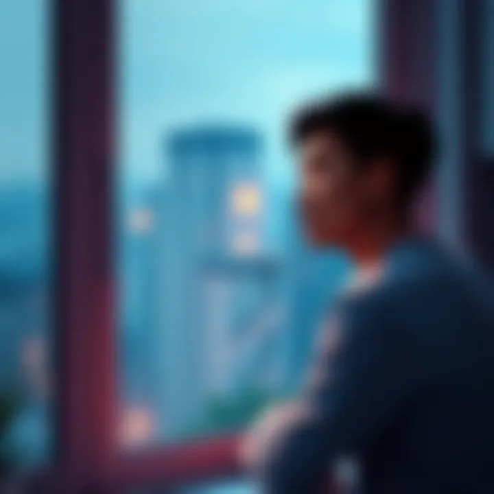 A person sitting by a window, gazing outside with a thoughtful expression, reflecting on boredom and its duration.