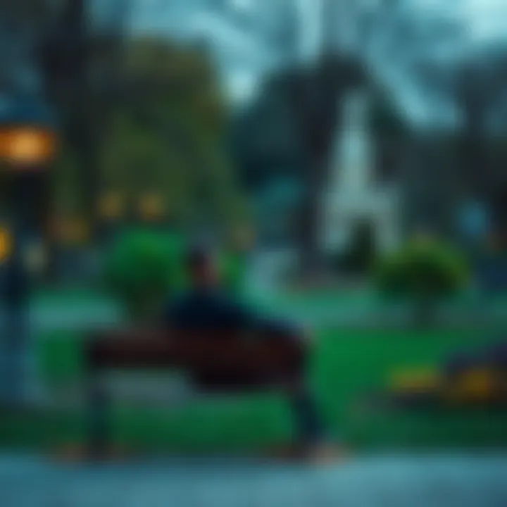A person sitting on a bench, looking thoughtful amidst a beautiful park, symbolizing patience and growth through challenges