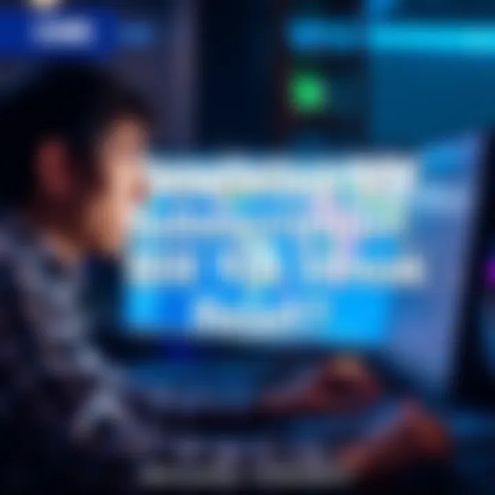 A person looking at a computer screen contemplating renewing their subscription with a thoughtful expression.