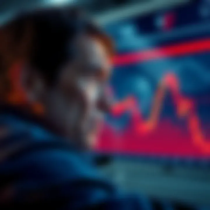 Person Selling Bitcoin A person looking at a declining Bitcoin chart with a worried expression, reflecting on their investment decision