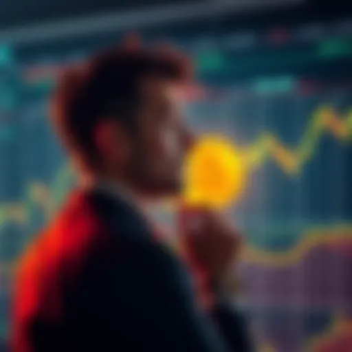 Individual looking at a chart and contemplating investments after selling Bitcoin