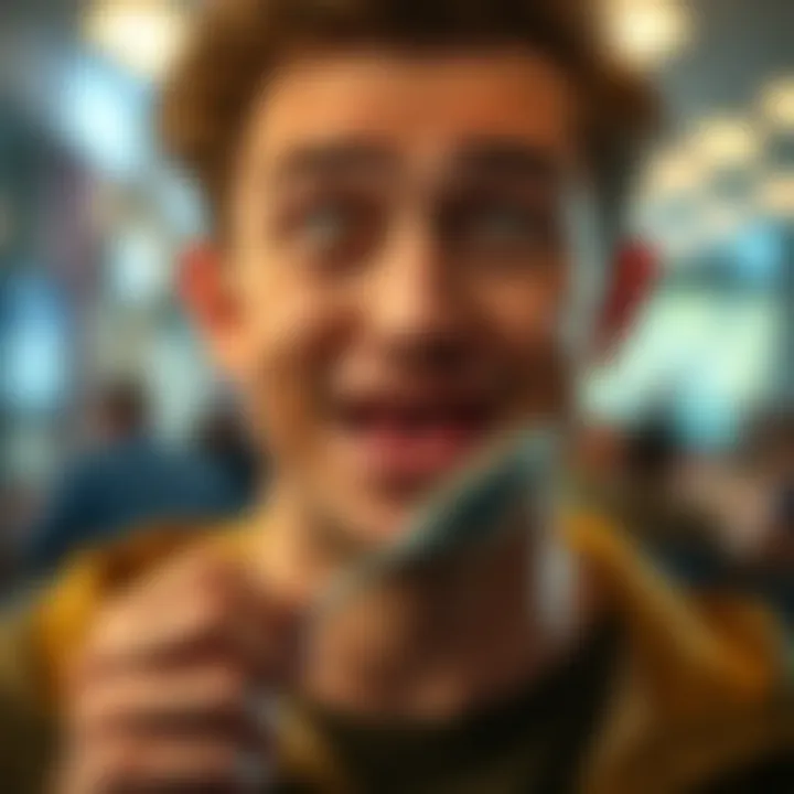 Person resembling a chopped spoon A person making a funny face, humorously comparing themselves to a chopped spoon.
