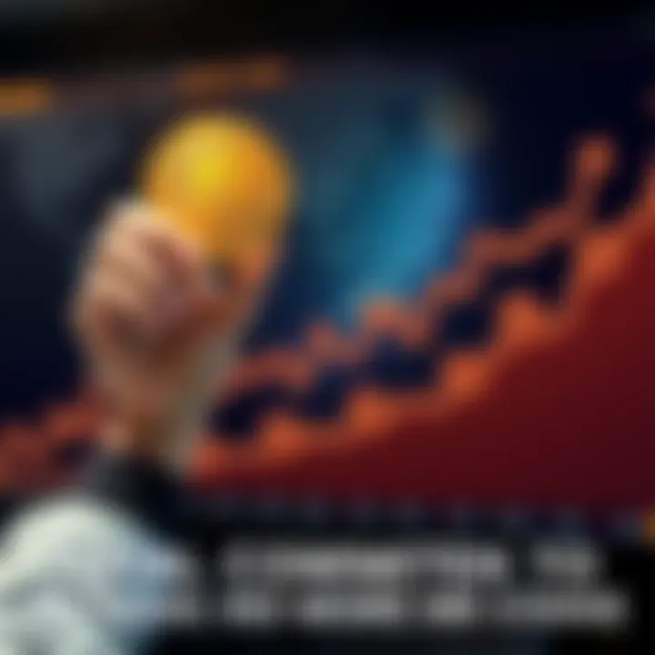 Person Holding Bitcoin Symbol A person proudly displays a golden Bitcoin symbol while standing in front of a chart showing Bitcoin's growth.