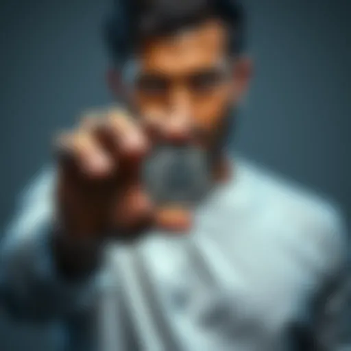 A person confidently holding a Litecoin coin, symbolizing belief in the future of cryptocurrency