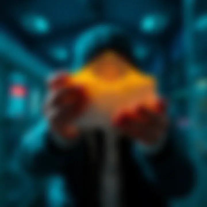 Individual examining an envelope with a 12-word crypto key inside